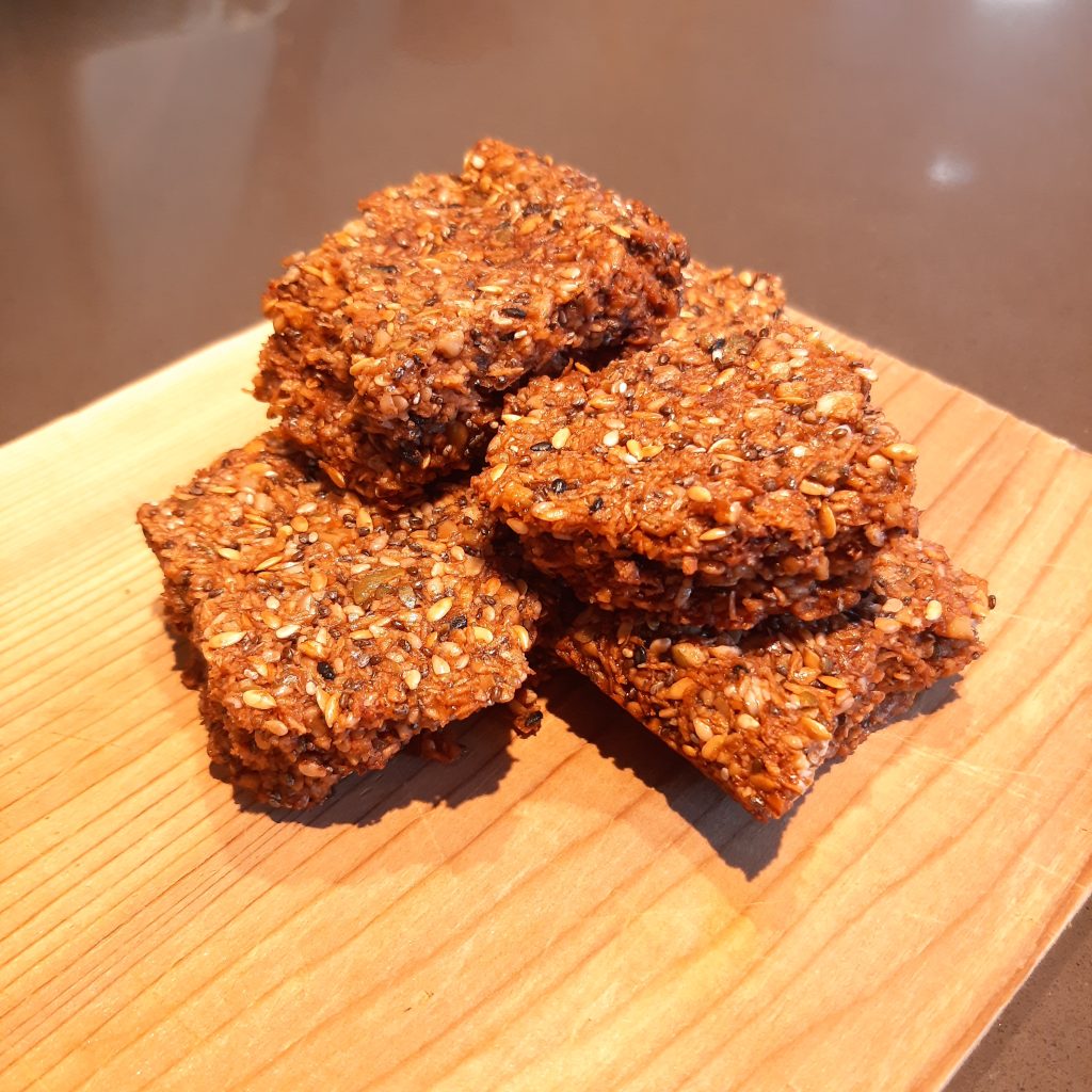 Plate of mixed seed energy bars